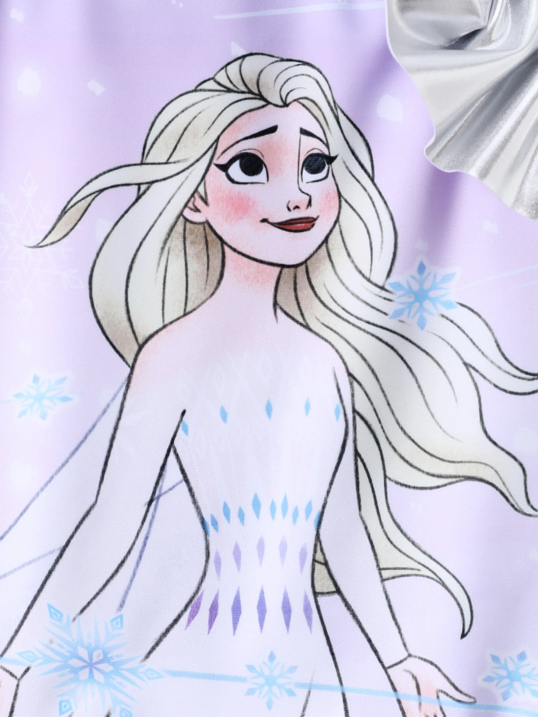 Disney Frozen Elsa 1pc Kleinkind Mädchen Charakter Ganzkörper Farbverlauf Wischmuster Glänzendes Material Rüsche UPF 50+ Badeanzug helles lila