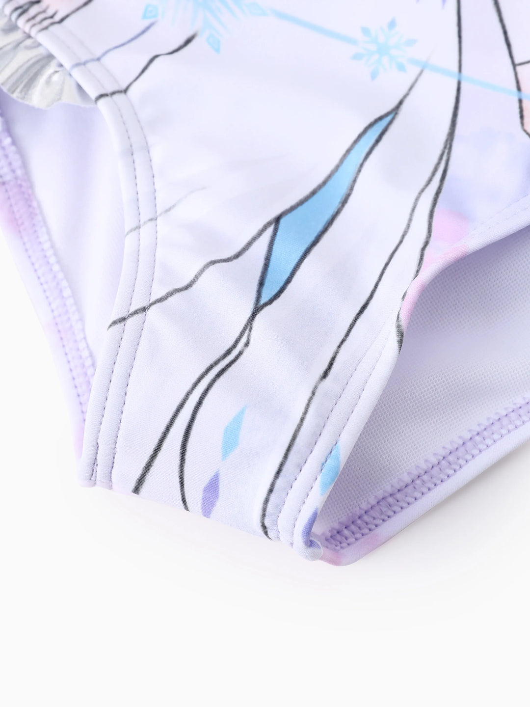 Disney Frozen Elsa 1pc Kleinkind Mädchen Charakter Ganzkörper Farbverlauf Wischmuster Glänzendes Material Rüsche UPF 50+ Badeanzug helles lila