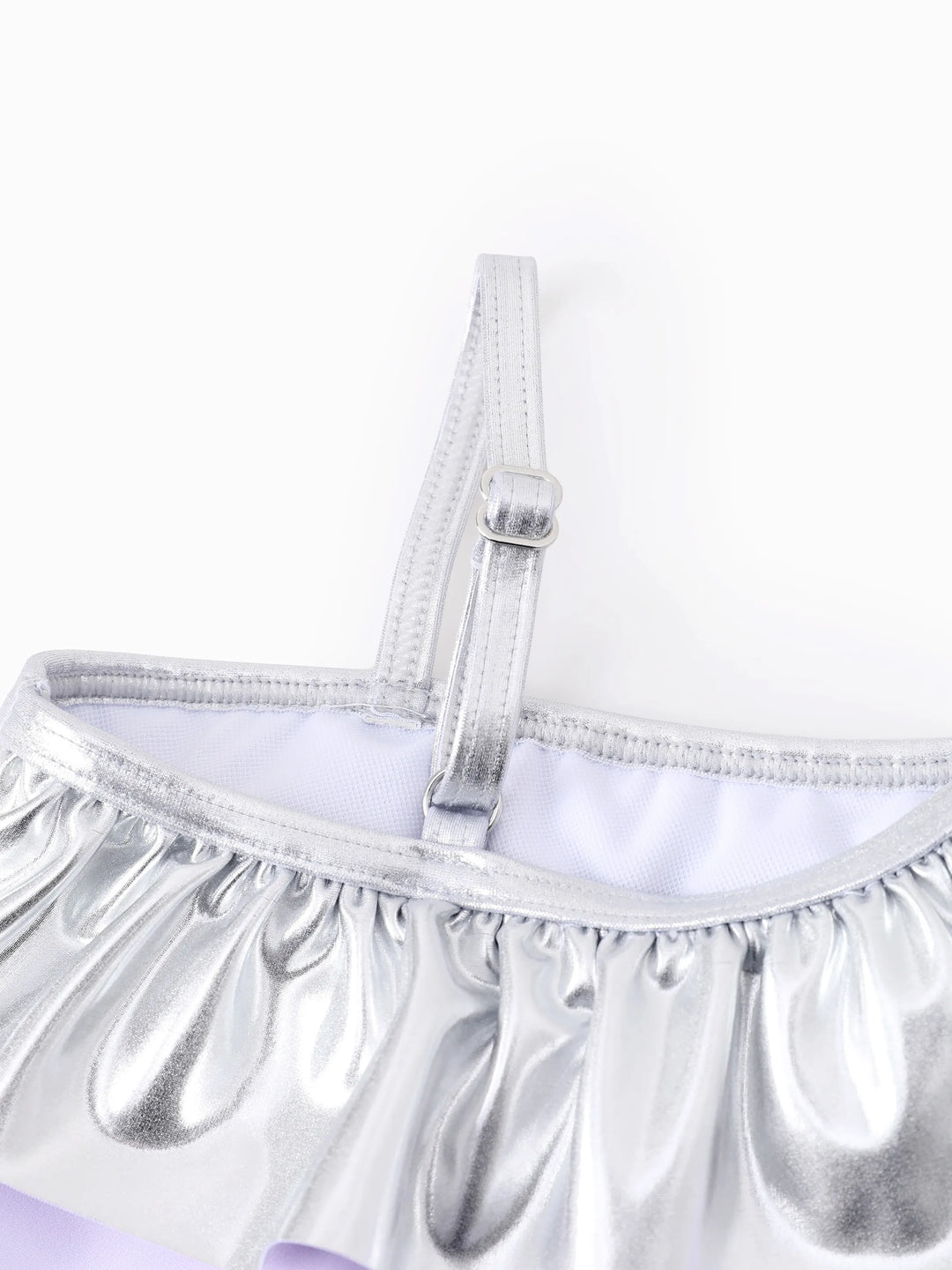 Disney Frozen Elsa 1pc Kleinkind Mädchen Charakter Ganzkörper Farbverlauf Wischmuster Glänzendes Material Rüsche UPF 50+ Badeanzug helles lila