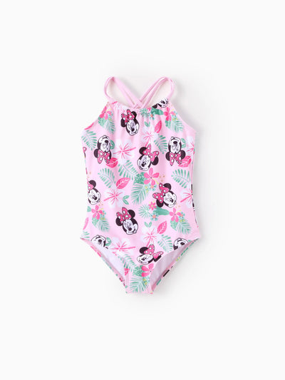Disney Mickey and Friends Toddler/Kid Girl 1pc Minnie Mouse Floral Print UPF 50+ Swimsuit Pink
