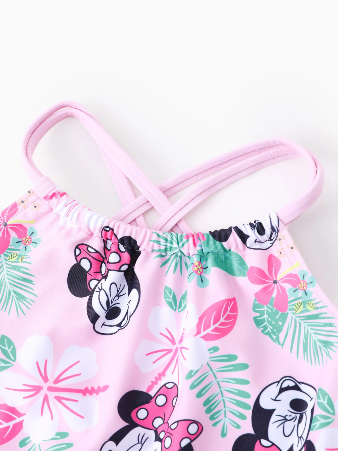 Traje de baño rosa con estampado floral de Minnie Mouse, protección solar UPF 50+, de Disney Mickey y sus amigos, para niñas pequeñas/niñas.