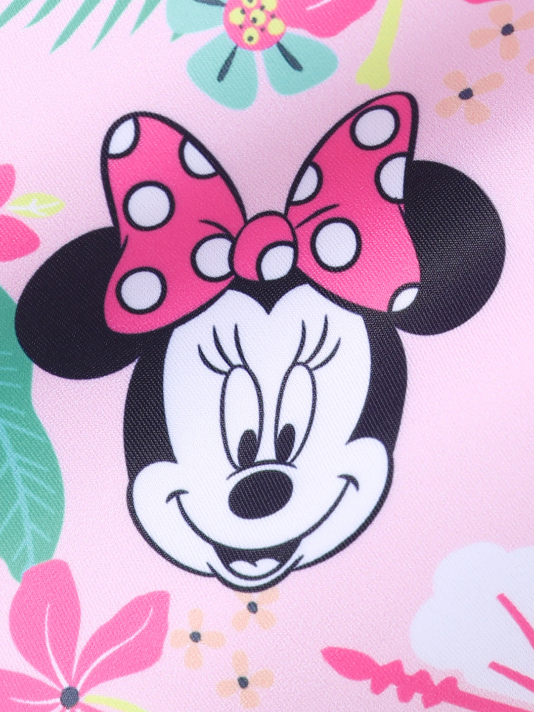 Traje de baño rosa con estampado floral de Minnie Mouse, protección solar UPF 50+, de Disney Mickey y sus amigos, para niñas pequeñas/niñas.