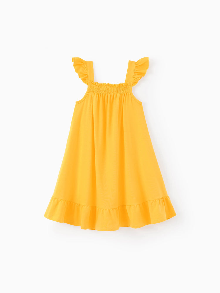 Lot de 3 robes enfantines à manches flottantes pour petite fille, couleur gingembre