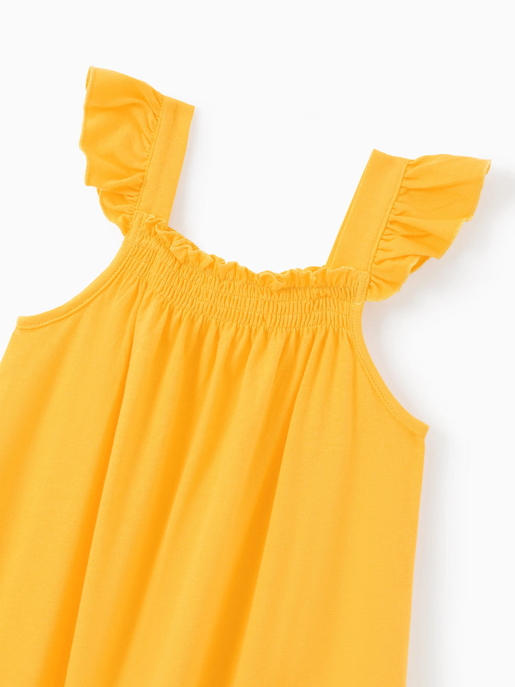 Lot de 3 robes enfantines à manches flottantes pour petite fille, couleur gingembre