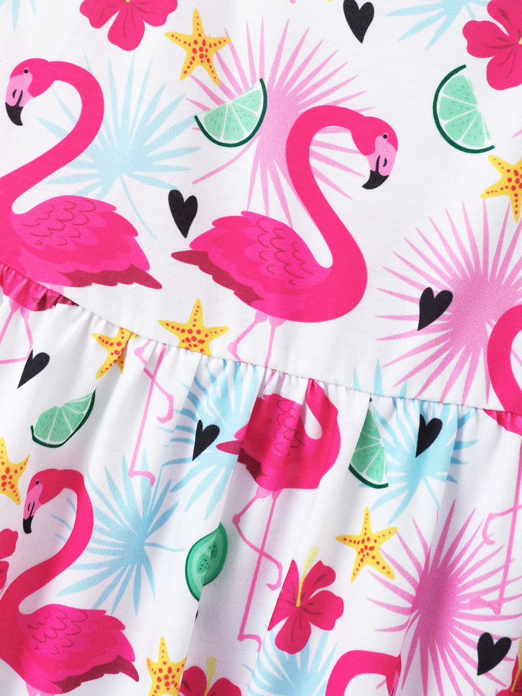 Lot de 3 robes enfantines à manches flottantes pour petite fille, rose vif