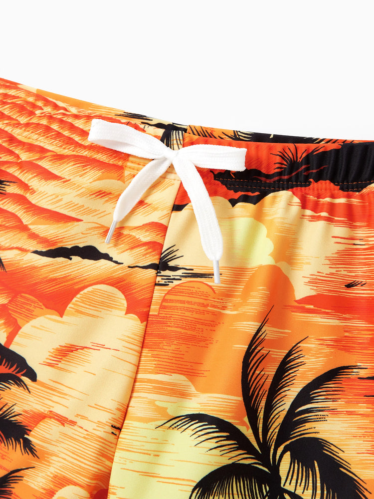 Tropical Hawaiian Swimsuits for Family Matching Swimwear Orange