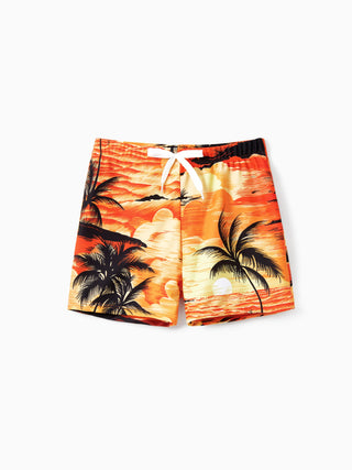 Toddler Boy Tropical Hawaiian Swimwear Orange