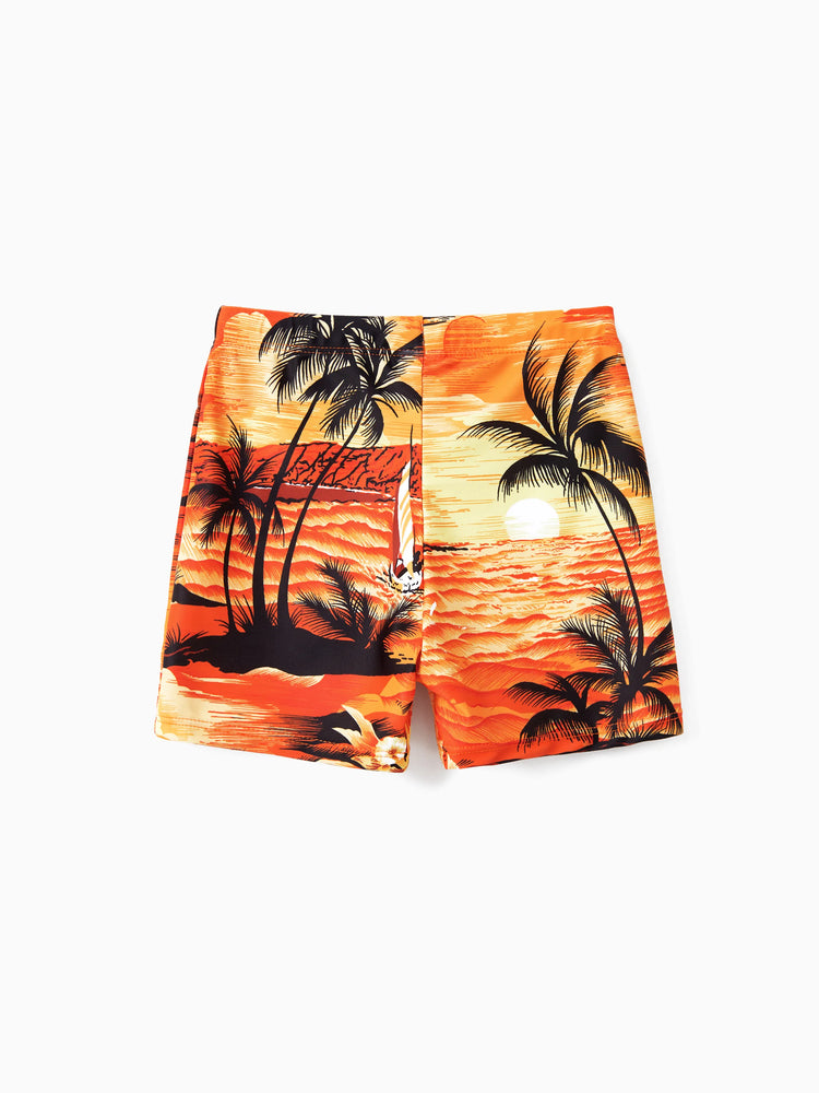 Toddler Boy Tropical Hawaiian Swimwear Orange