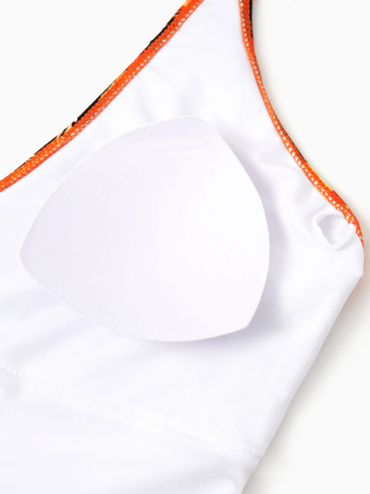 Tropical Hawaiian Swimsuits for Family Matching Swimwear Orange