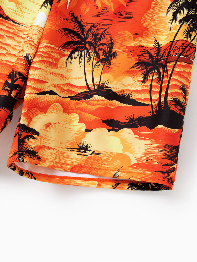Tropical Hawaiian Swimsuits for Family Matching Swimwear Orange