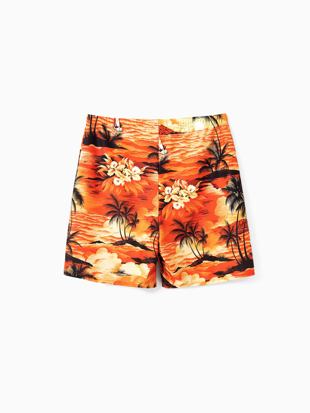 Trajes de baño hawaianos tropicales para papá e hija Naranja