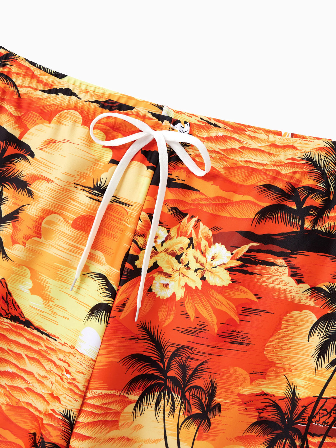 Trajes de baño hawaianos tropicales para papá e hija Naranja