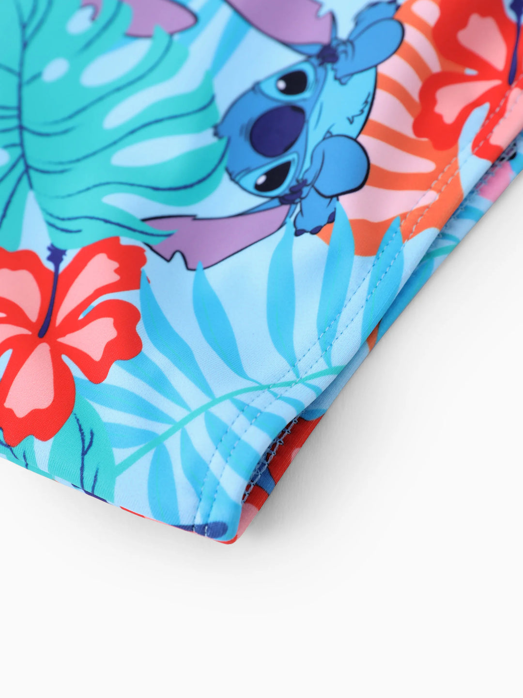 Disney Stitch Toddler/Kid Girl Tropical Plant Ruffle 2pcs UPF 50+ Swimsuit Blue