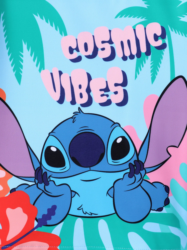 Disney Stitch Kleinkind/Kind Mädchen Tropische Pflanze Rüschen 2 Stück UPF 50+ Badeanzug  blau