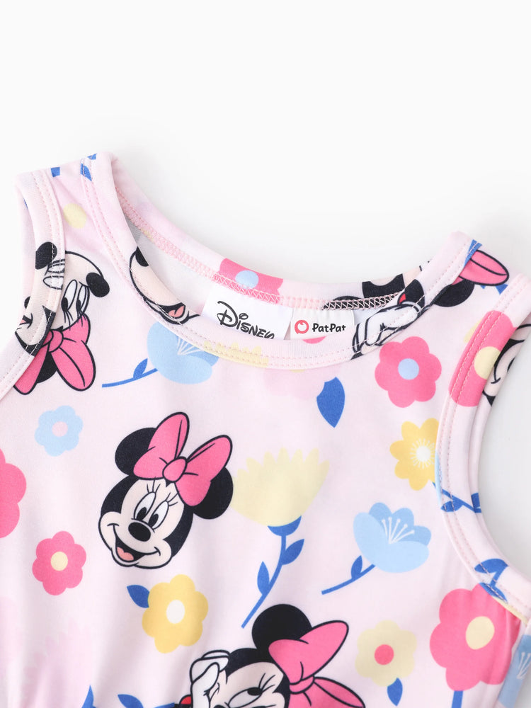Disney Mickey and Friends Toddler Girl 1pc Naia™ Minnie Mouse Floral Print Sleeveless Dress Light Pink