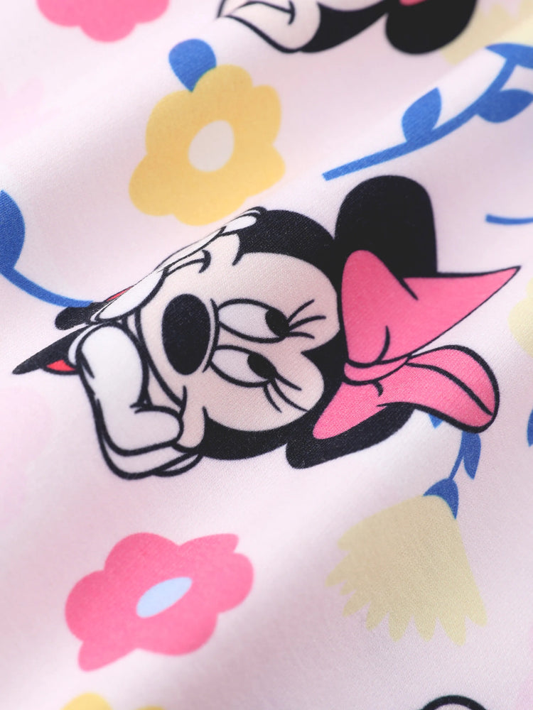 Disney Mickey and Friends Toddler Girl 1pc Naia™ Minnie Mouse Floral Print Sleeveless Dress Light Pink