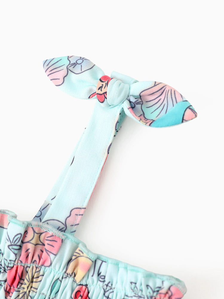 Disney Prinzessin Ariel 1tlg. Kleinkind-Mädchen Figurdruck Blumenkleid Grün