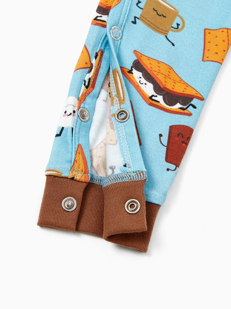 Pyjama familial en bambou, imprimé mignon, manches courtes et pantalon long, ensemble de pyjama assorti (ajusté pour les enfants) vert