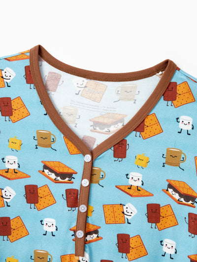 Bamboo Family PJs Cute Print Short Sleeve & Long Pants Sleepwear Matching Pajama set (Snug-Fitting for Children) Green