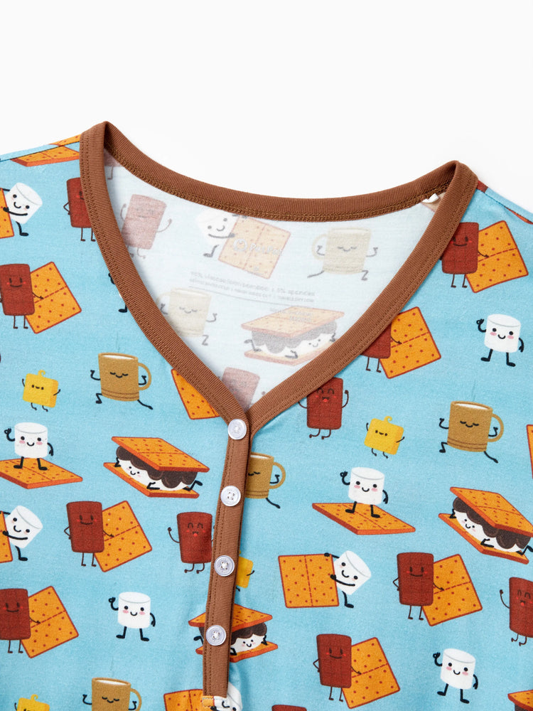 Pyjama familial en bambou, imprimé mignon, manches courtes et pantalon long, ensemble de pyjama assorti (ajusté pour les enfants) vert