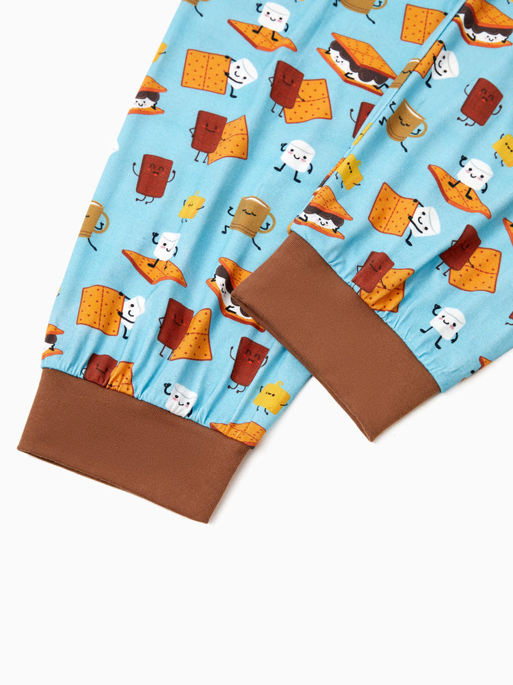 Pyjama familial en bambou, imprimé mignon, manches courtes et pantalon long, ensemble de pyjama assorti (ajusté pour les enfants) vert