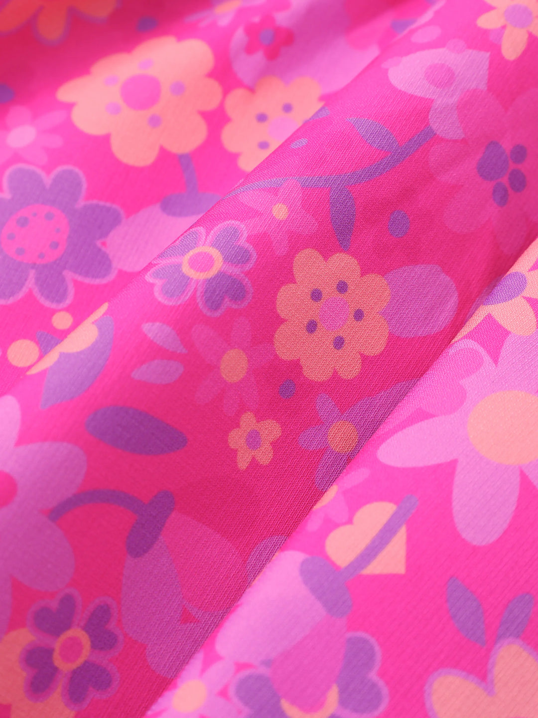 PAW Patrol Toddler Girl 1pc Skye Floral Print Bowknot Smocking Dress Hot Pink