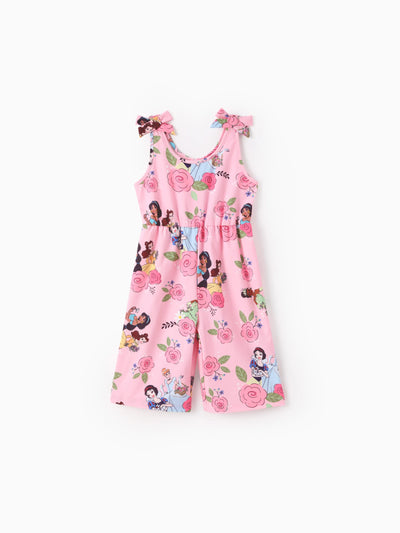 Disney Princess Toddler Girl Allover Print Bowknot Jumpsuit Pink