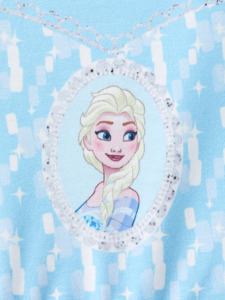 Vestidos de tul con mangas abullonadas y estampado de copos de nieve de Elsa de Disney Frozen para niña pequeña Naia™ en azul