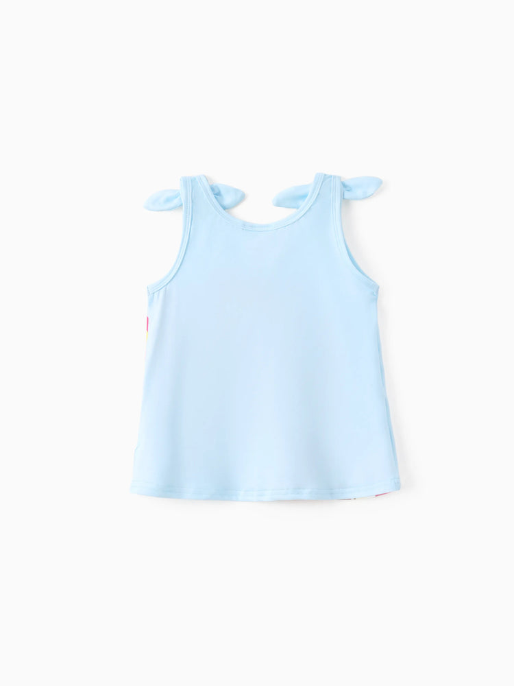 Débardeur à nœud papillon motif arc-en-ciel Skye pour petite fille, bleu clair, 1 pièce