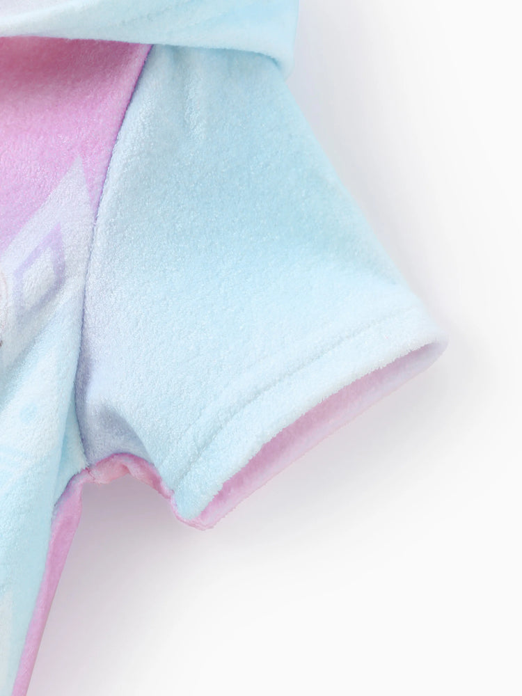 Disney Frozen Kleinkind Mädchen 1 Stück Elsa Batikmuster Kapuzenreißverschluss Rüschensaum Schwimmen Cover-up lila