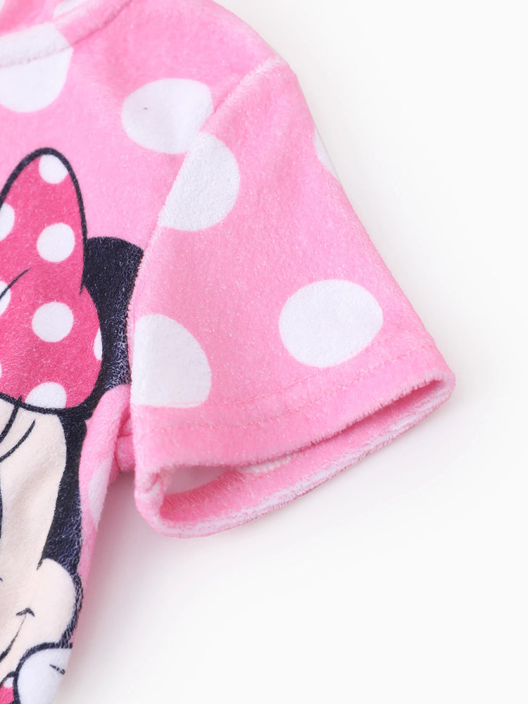 Disney Micky und Freunde Kleinkind Mädchen 1 Stück Minnie Maus Polka Dot Muster Kapuzenreißverschluss Rüschensaum Schwimmen Vertuschung rosa