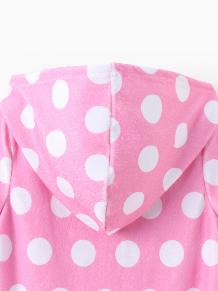 Disney Micky und Freunde Kleinkind Mädchen 1 Stück Minnie Maus Polka Dot Muster Kapuzenreißverschluss Rüschensaum Schwimmen Vertuschung rosa
