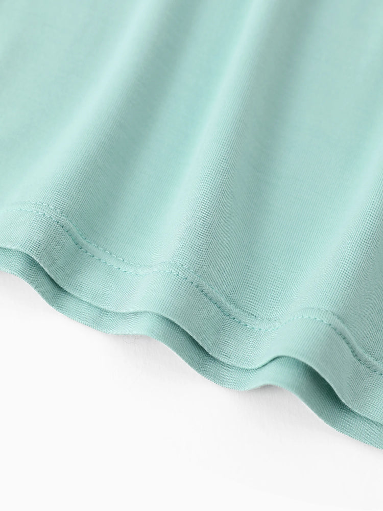 Bamboo Family Pajamas Solid Color Green Short Sleeve Matching Pajama Set ( Snug-Fitting for Children ) Green