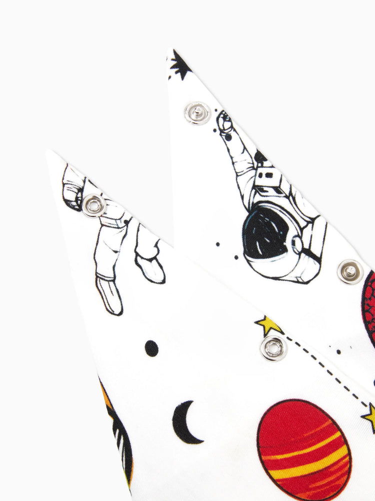 Pyjama familial en bambou, imprimé sur le thème de l'espace, ensemble de pyjama assorti à manches courtes (ajusté pour les enfants) blanc