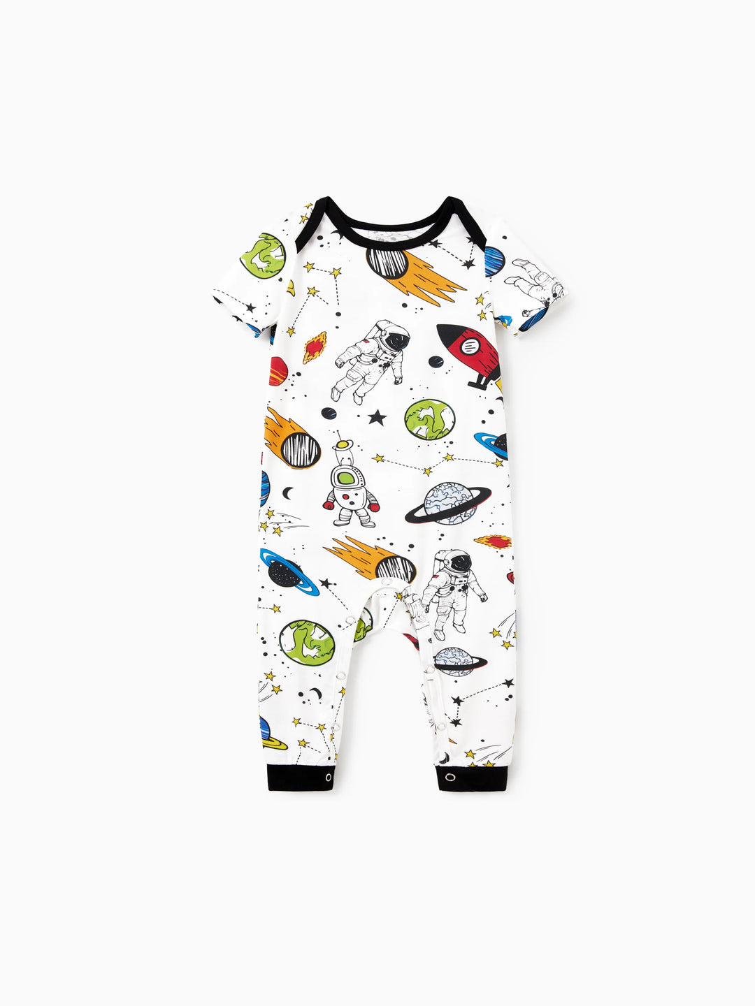 Bambus Familie Pyjamas Space Theme Print Kurzärmeliges passendes Pyjama-Set (eng anliegend für Kinder) weiß