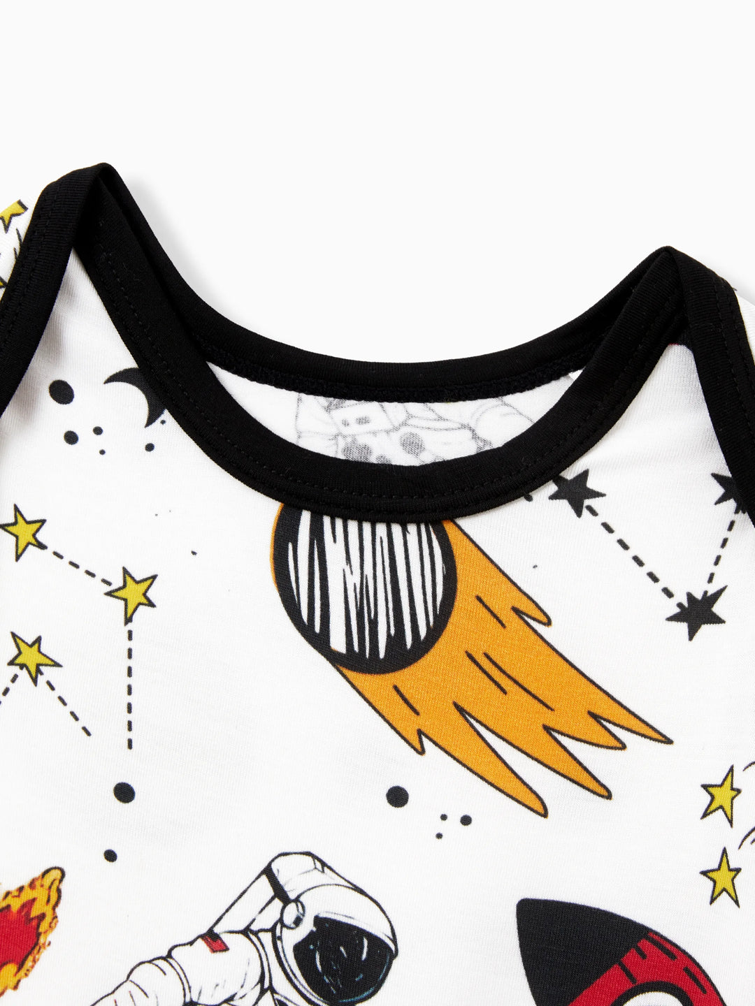 Bambus Familie Pyjamas Space Theme Print Kurzärmeliges passendes Pyjama-Set (eng anliegend für Kinder) weiß