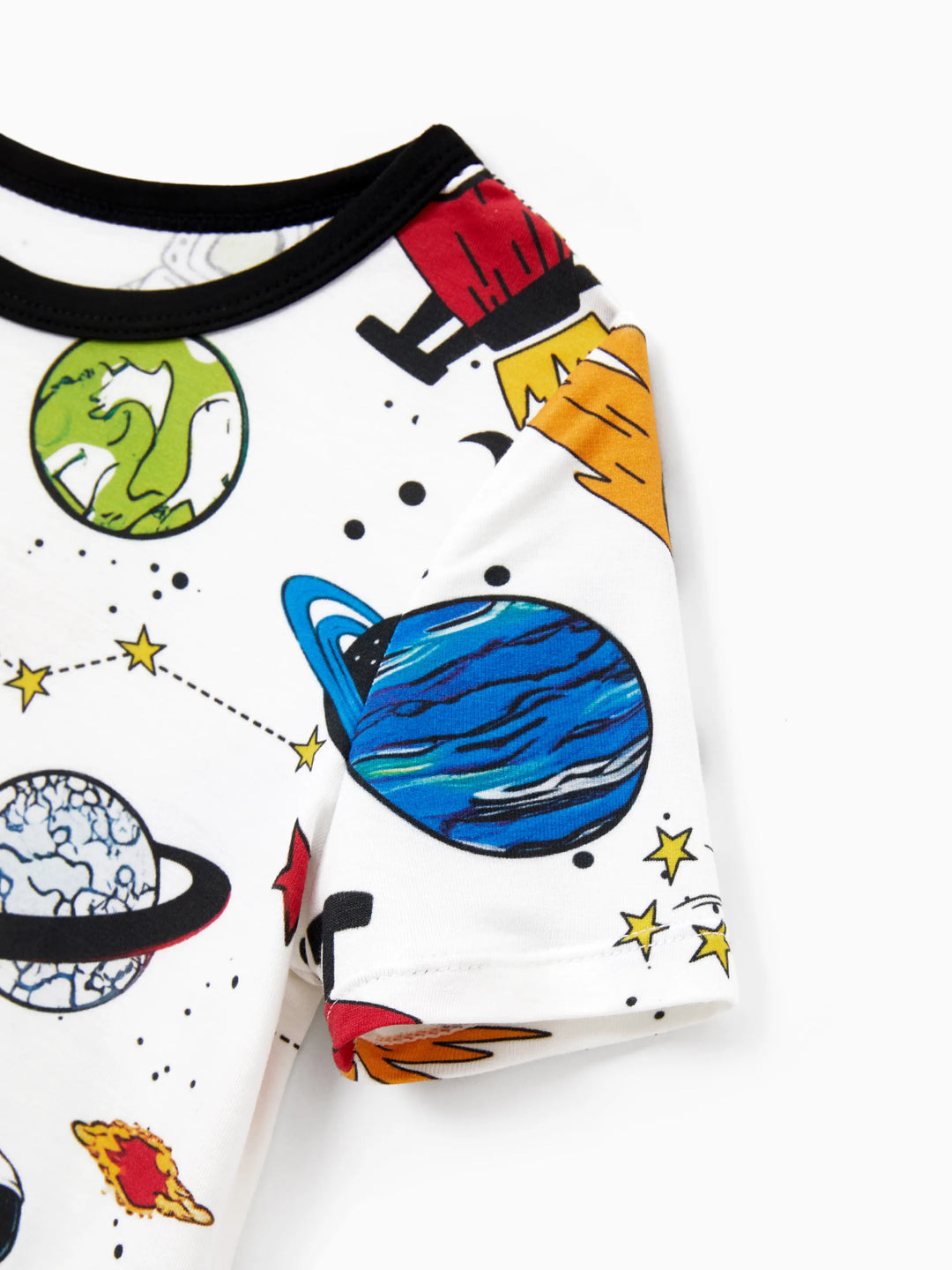 Bambus Familie Pyjamas Space Theme Print Kurzärmeliges passendes Pyjama-Set (eng anliegend für Kinder) weiß