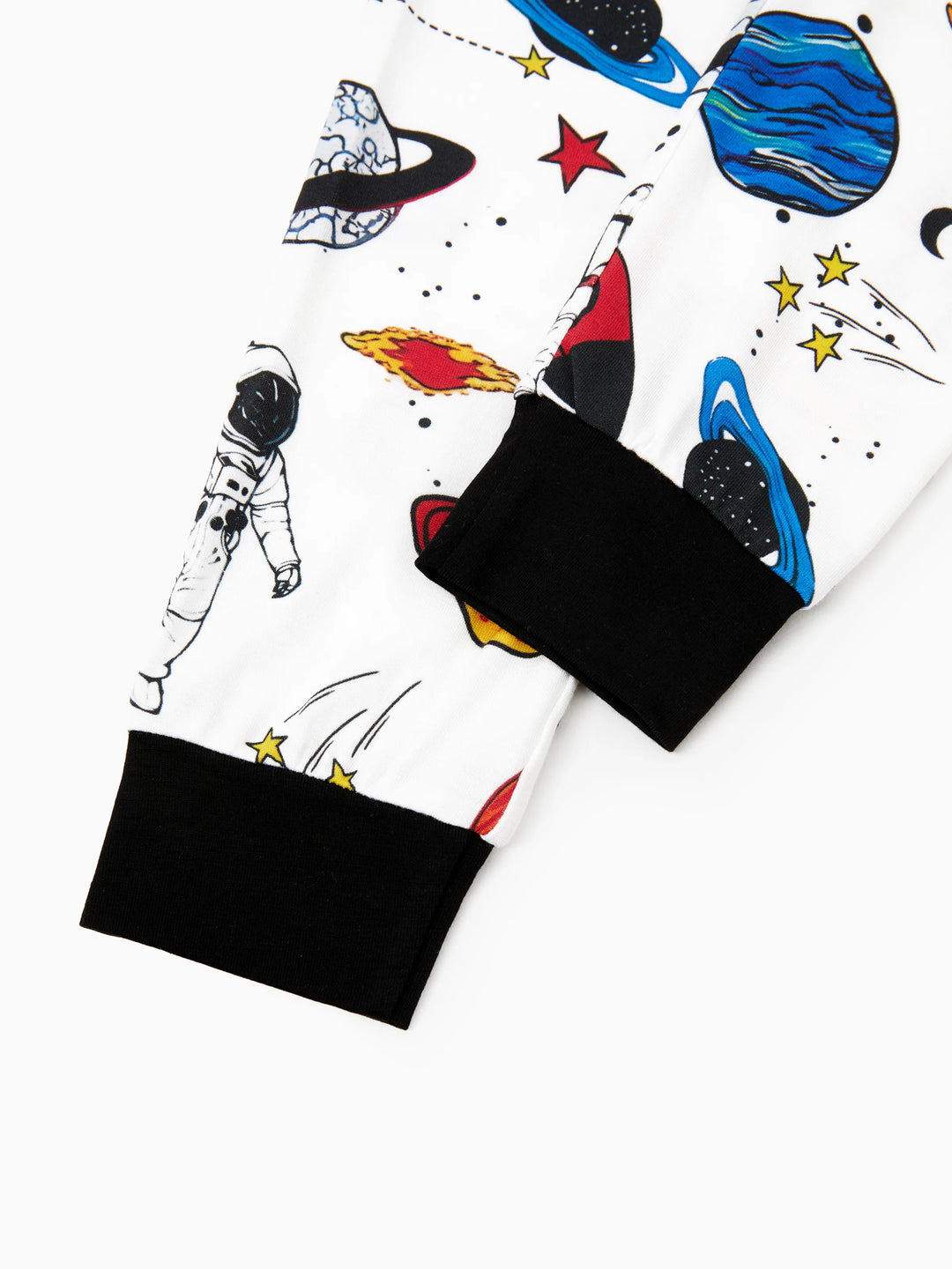 Bambus Familie Pyjamas Space Theme Print Kurzärmeliges passendes Pyjama-Set (eng anliegend für Kinder) weiß