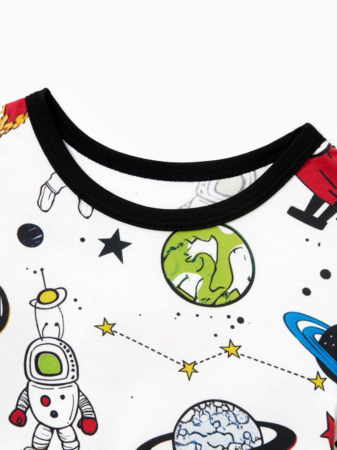 Bambus Familie Pyjamas Space Theme Print Kurzärmeliges passendes Pyjama-Set (eng anliegend für Kinder) weiß