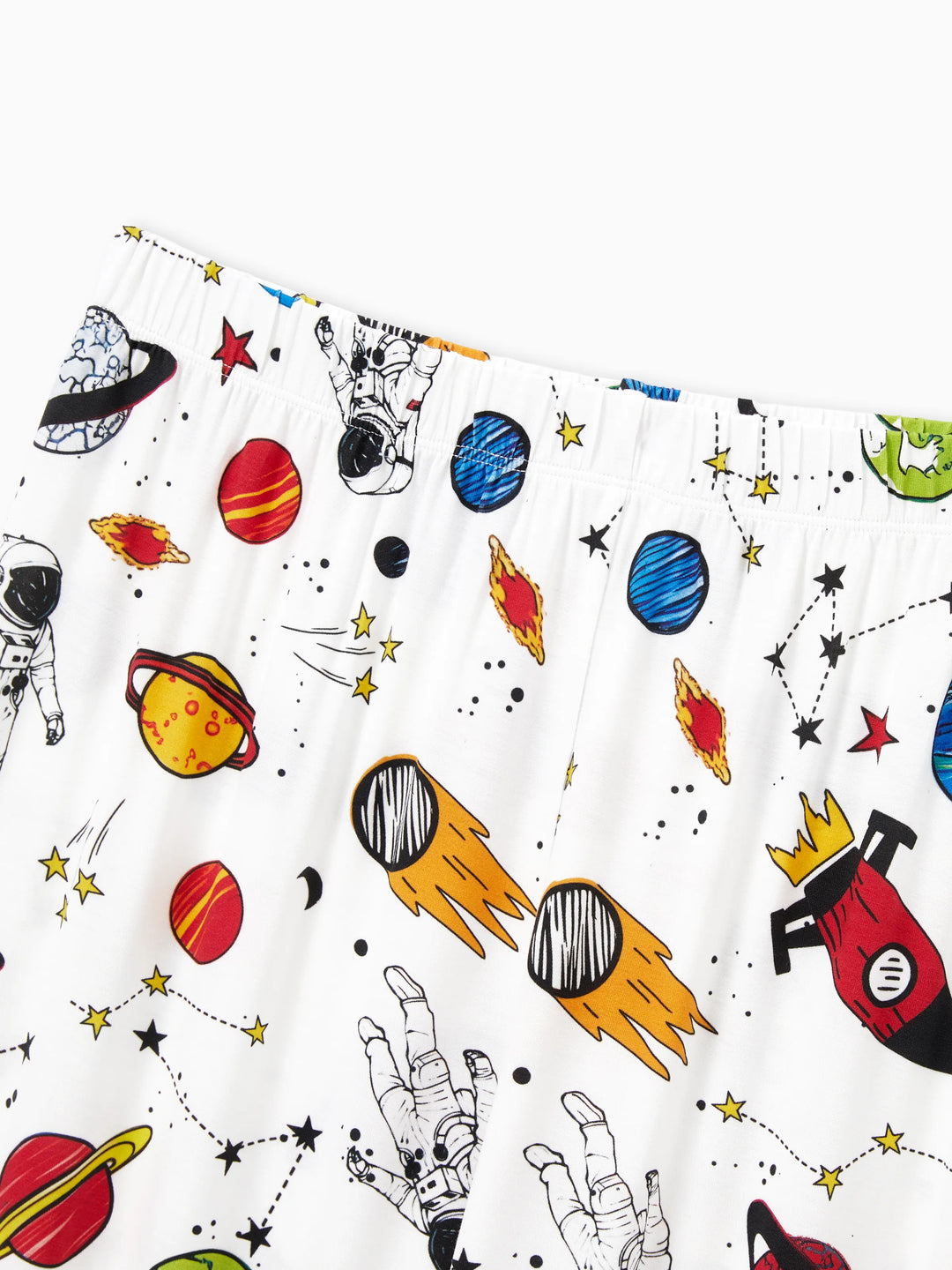 Bambus Familie Pyjamas Space Theme Print Kurzärmeliges passendes Pyjama-Set (eng anliegend für Kinder) weiß