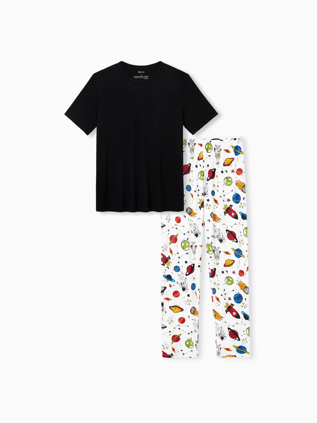 Bambus Familie Pyjamas Space Theme Print Kurzärmeliges passendes Pyjama-Set (eng anliegend für Kinder) weiß