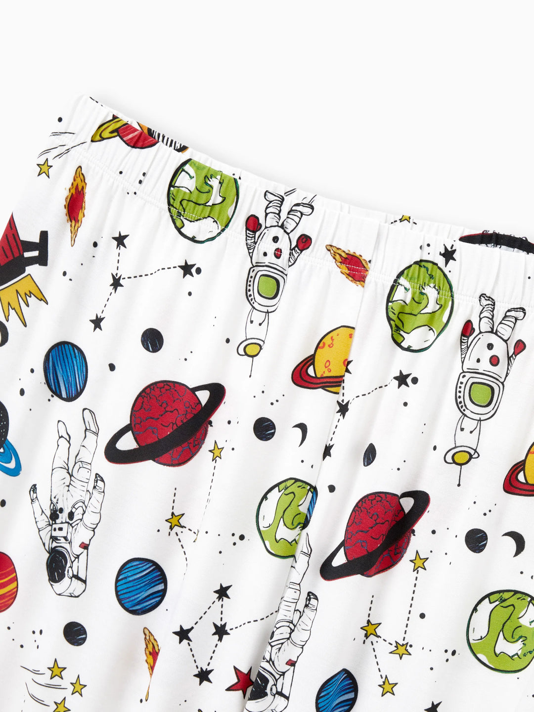 Bambus Familie Pyjamas Space Theme Print Kurzärmeliges passendes Pyjama-Set (eng anliegend für Kinder) weiß