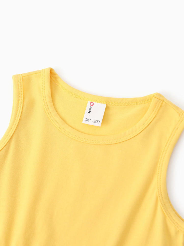 Conjunto de 2 piezas de top y leggings para niña pequeña/niña, color amarillo