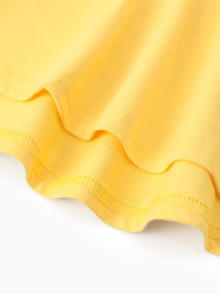 Conjunto de 2 piezas de top y leggings para niña pequeña/niña, color amarillo