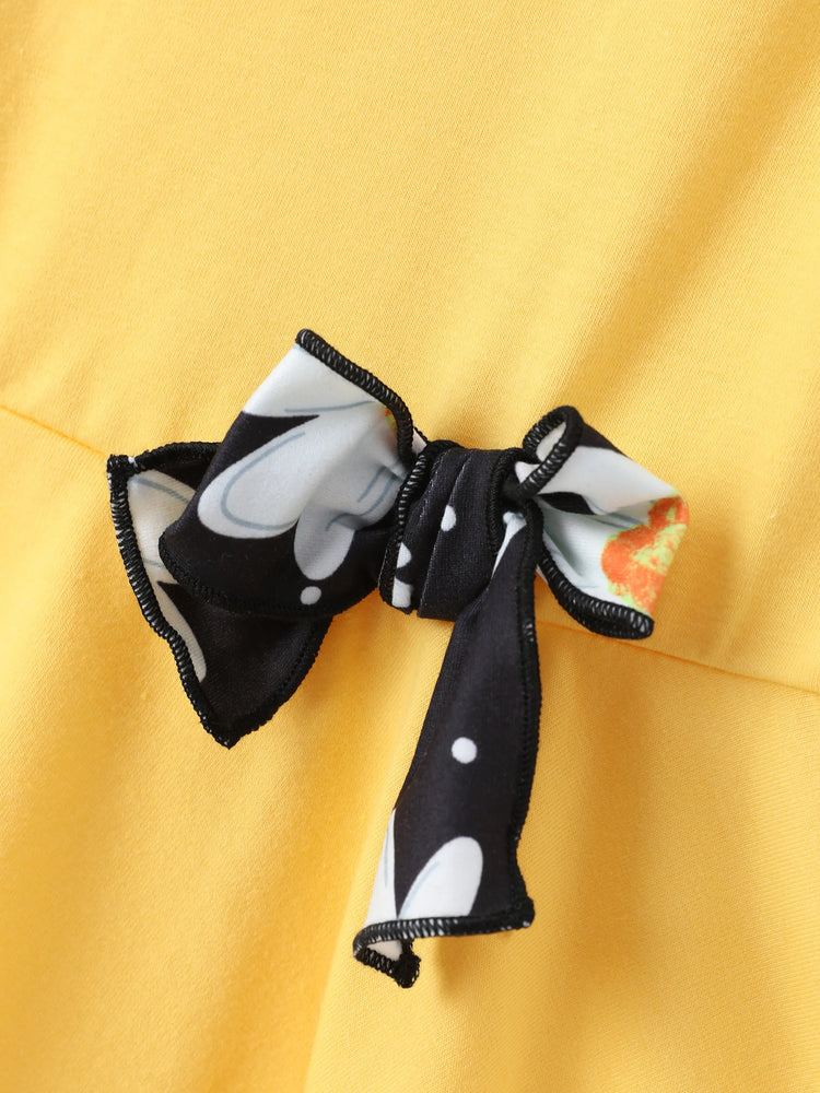 Conjunto de 2 piezas de top y leggings para niña pequeña/niña, color amarillo