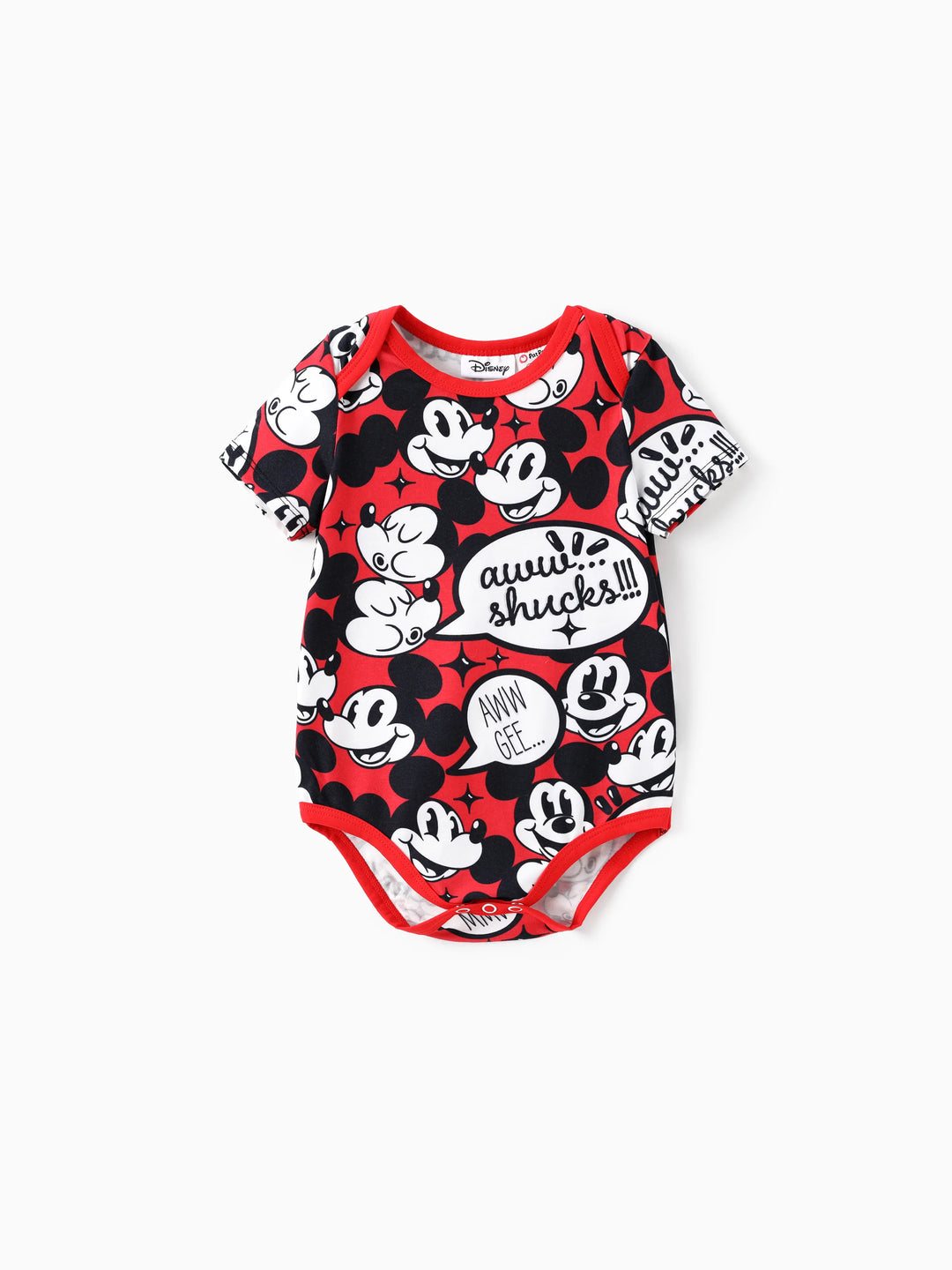 Disney Mickey and Friends Familie passendes 1-teiliges Mickey Mouse Graffiti Baumwolle T-Shirt oder Colorblock Kleid oder Naia™ Allover Strampler  rot