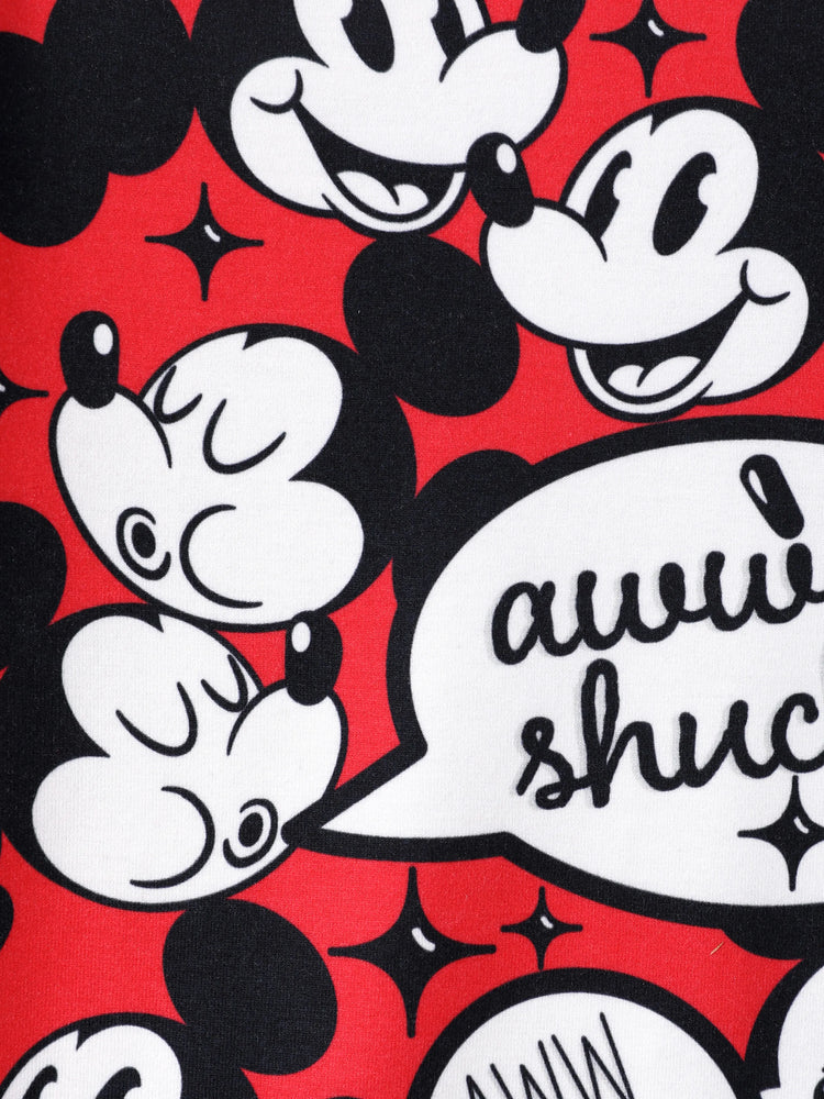 Disney Mickey and Friends Family matching 1pc Mickey Mouse Graffiti Cotton T-shirt or Colorblock Dress or Naia™ Allover Romper Red