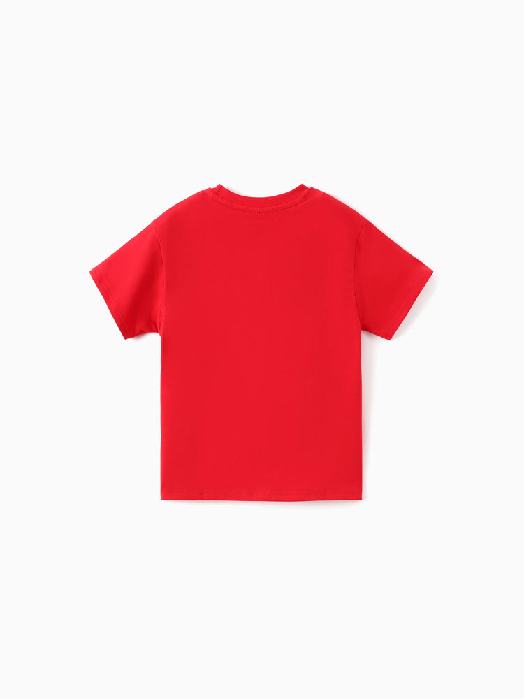 Daddy and Me Disney Mickey and Friends Family matching 1pc Mickey Mouse Graffiti Cotton T-shirt or Colorblock Dress or Naia™ Allover Romper  Red