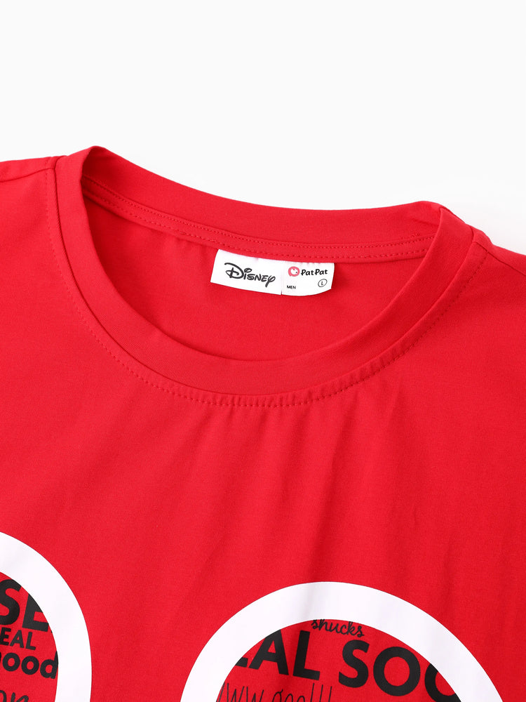 Disney Mickey and Friends Family matching 1pc Mickey Mouse Graffiti Cotton T-shirt or Colorblock Dress or Naia™ Allover Romper Red