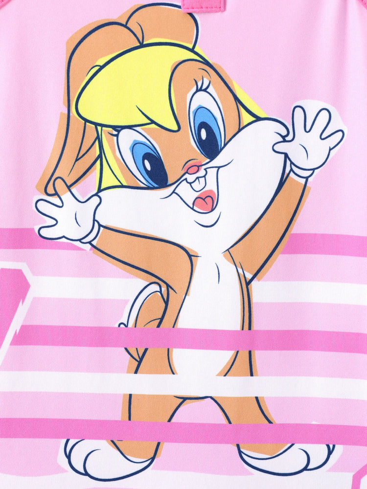 Looney Tunes Baby Junge/Mädchen 1 Stück Charakter Gestreifter Print Ärmelloser Jumpsuit  rosa